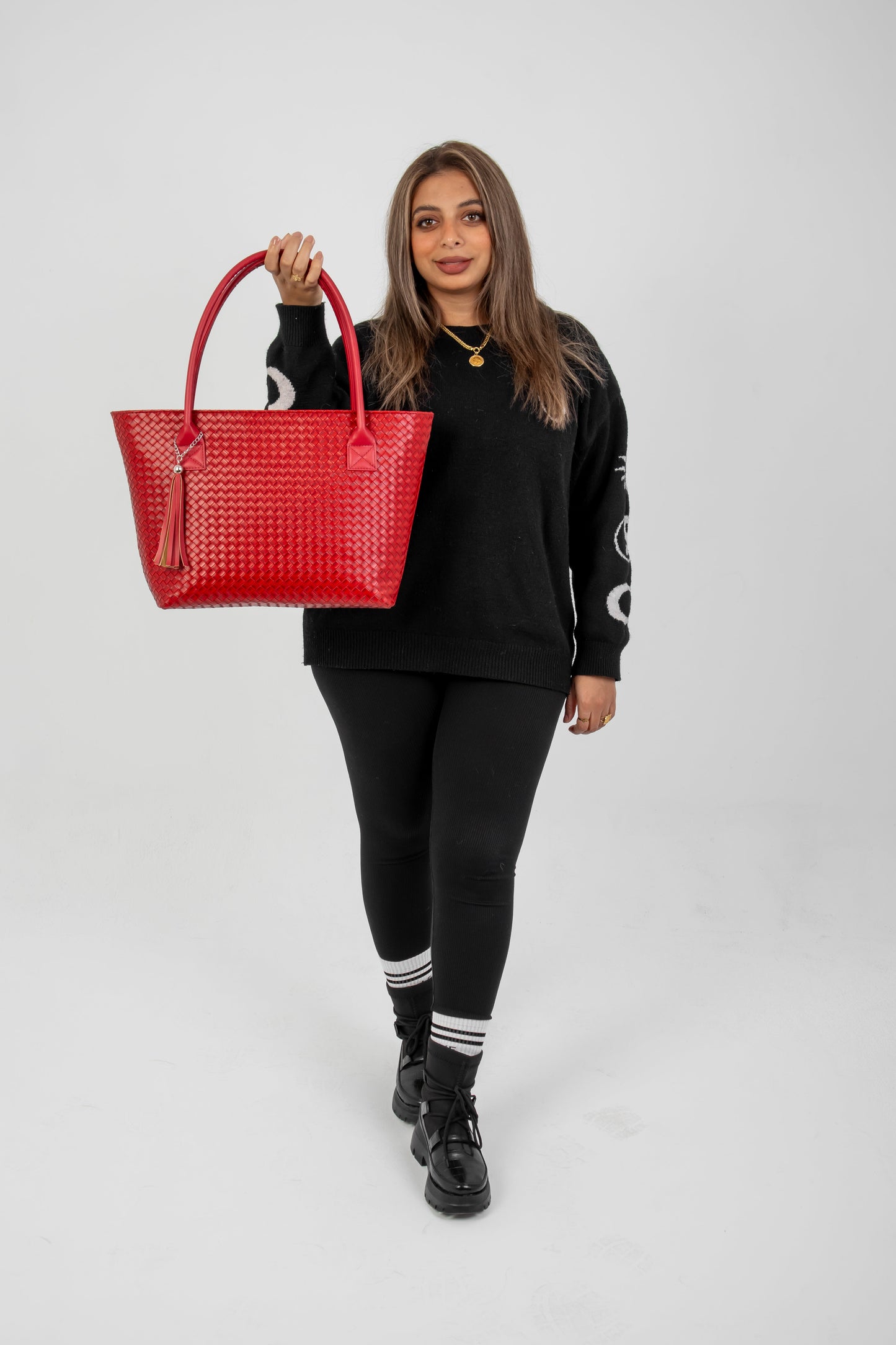 Braida Tote Dark Red on model